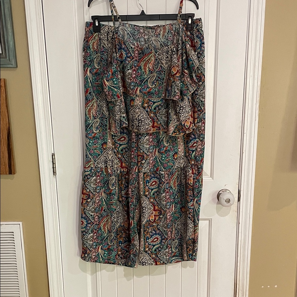 SHEIN Teal Multi Paisley 2 pc set with top and flowy pants size 2XL NWOT
